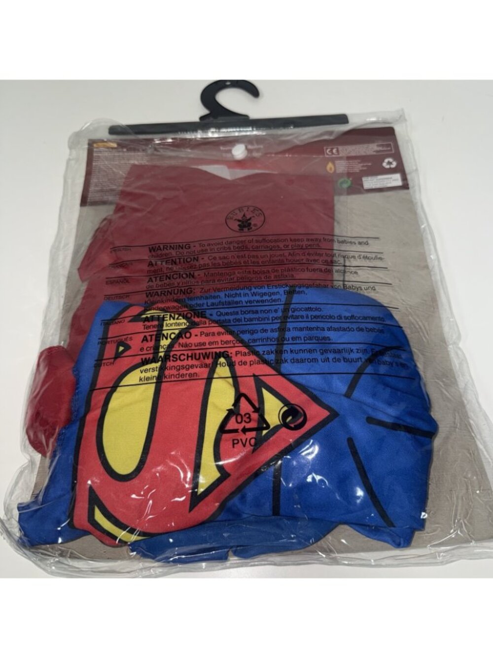 DC Comics Superman Child Costume Boys M 8-10 Halloween Jumpsuit Cape Rubie's NEW - Picture 4 of 4